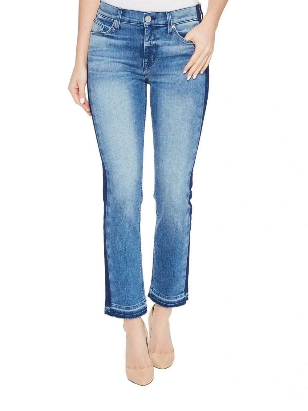 HUDSON Tilda Crop Cigarette Jeans Side Stripe Raw Hem Mid Rise Stretch Size 26